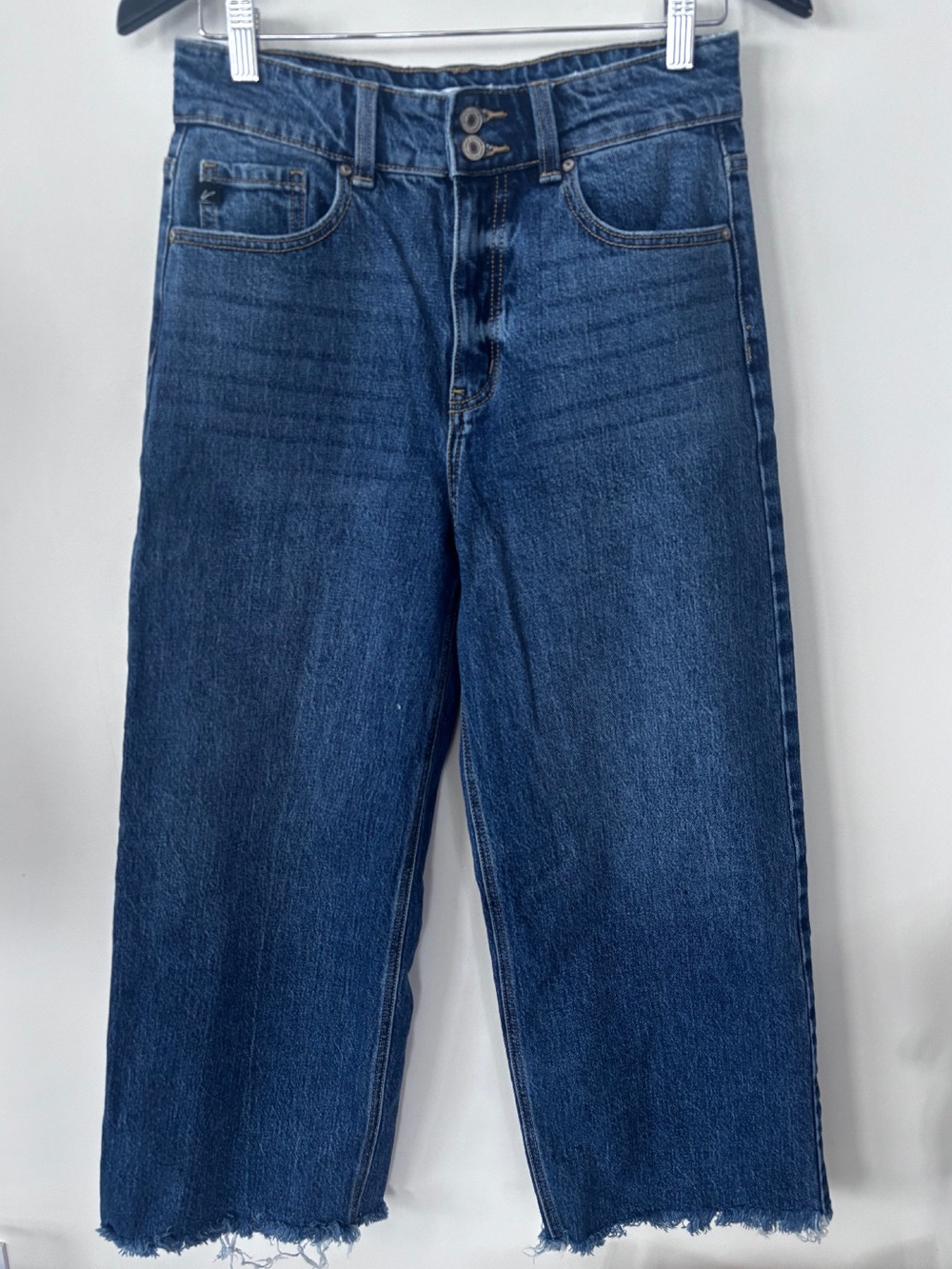 Kancan Cropped Wide Dark Blue Denim Jeans Sz 27